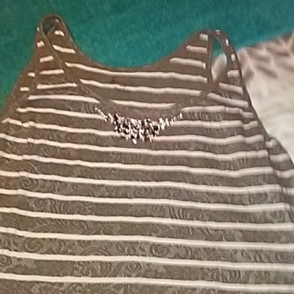 Lane Bryant Tops - Lane bryant striped tank top with embelishment